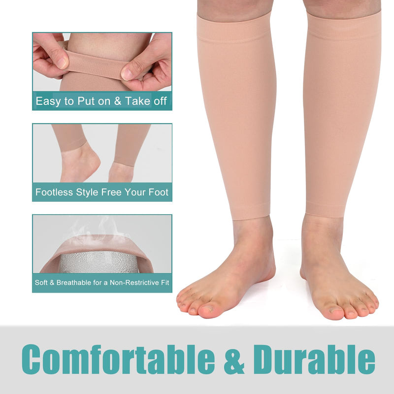 [Australia] - Evolyline calf medical compression stockings for women and men, 20-30 mmHg, without foot, calf compression, calf bandage, thrombosis stockings for shin splints, varicose veins, edema, gradient compression, beige XL 
