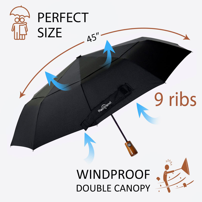 NEW 2 PCS Windproof Strong Umbrellas for Rain Compact Umbrella and Reverse Umbrella for Men and Women Automatic Open Close Umbrella Folding Travel Light Umbrella - Bundle