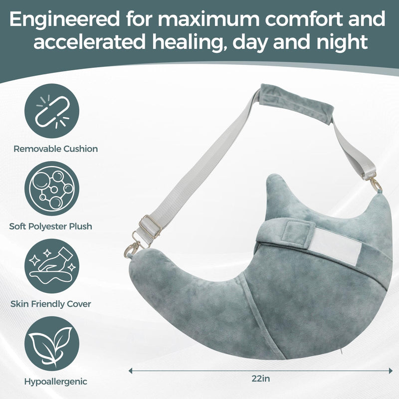 [Australia] - Shoulder Surgery Pillow, Rotator Cuff Pillow, Side Sleeper Pillow with Pocket & Adjustable Strap, Arm Support for Injury, Post-Op Care, Pain Relief (Dusty Green) 