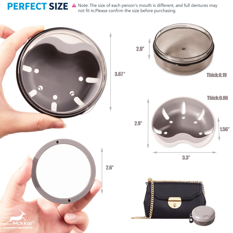 [Australia] - Denture Case, Definitely No-Leak Portable Retainer Case Denture Bath Box for Traveling Perfectly, Denture Cups for Soaking Dentures & Mirror(Black) Black 