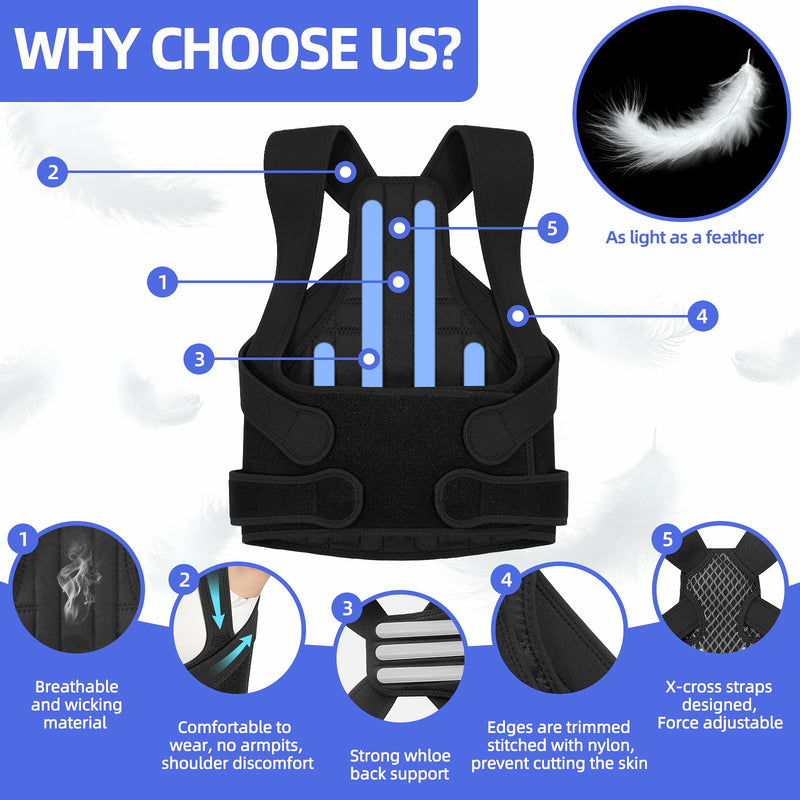 Full Back Brace Breathable Posture Corrector for Women and Men,Adjustable Back Support Straightener and Posture Belt for Women and Men to Improving Posture, Relief for Upper,Lower Back, Lumbar, Neck and Shoulder Pain.(Large) Large