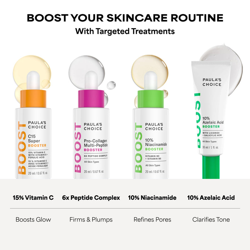 Paula's Choice BOOST C15 Super Booster 15% Vitamin C Face Serum | Daily Serum with Vitamin E & Ferulic Acid for Discoloration & Glow, Fragrance-Free Vitamin C15 (Full Size)