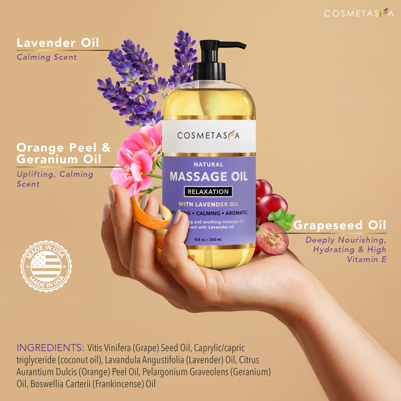 [Australia] - Lavender Relaxation Massage Oil with Massage Roller Ball - No Stain 100% Natural Blend of Spa Quality Oils for Calming, Aromatic, Soothing Massage Therapy 