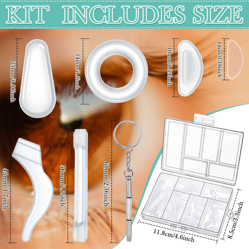 [Australia] - 50 Pcs Eyeglasses Retainers Sets, 12 Pairs Anti Slip Adhesive Glasses Nose Pads 4 Pairs Round Ear Grips 4 Pairs Silicone Ear Hooks Holders 4 Pairs Glasses Temple Tips Sleeve for Repair (Transparent) Transparent 
