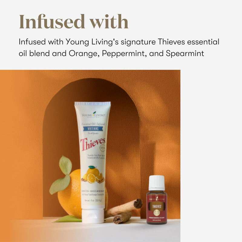 Young Living Thieves Whitening Toothpaste - Natural Oral Care for a Bright Smile - Fluoride-Free Formula - 4 oz Tube - Certified Ingredients for Fresh and Healthy Teeth
