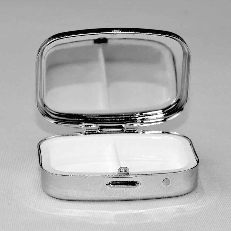 60s 70s Hippie Flowers Peace Sign Metal Iron Plating Square Pill Box | Love Symbol 2 Compartment Medicine Pill Case Mini Medicine Vitamin Pillbox Portable Pills Organizer Storage Box for Pocket White One Size