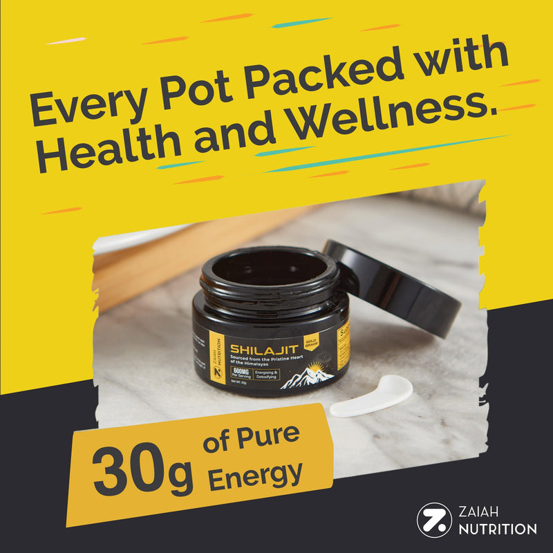 Shilajit Resin Pure Himalayan Gold Grade 30g – Authentic Ayurvedic Herbal Blend, Rich in Fulvic Acid & 85+ Trace Minerals – Lab Tested for Heavy Metals, Energy & Immunity Support – Zaiah Nutrition