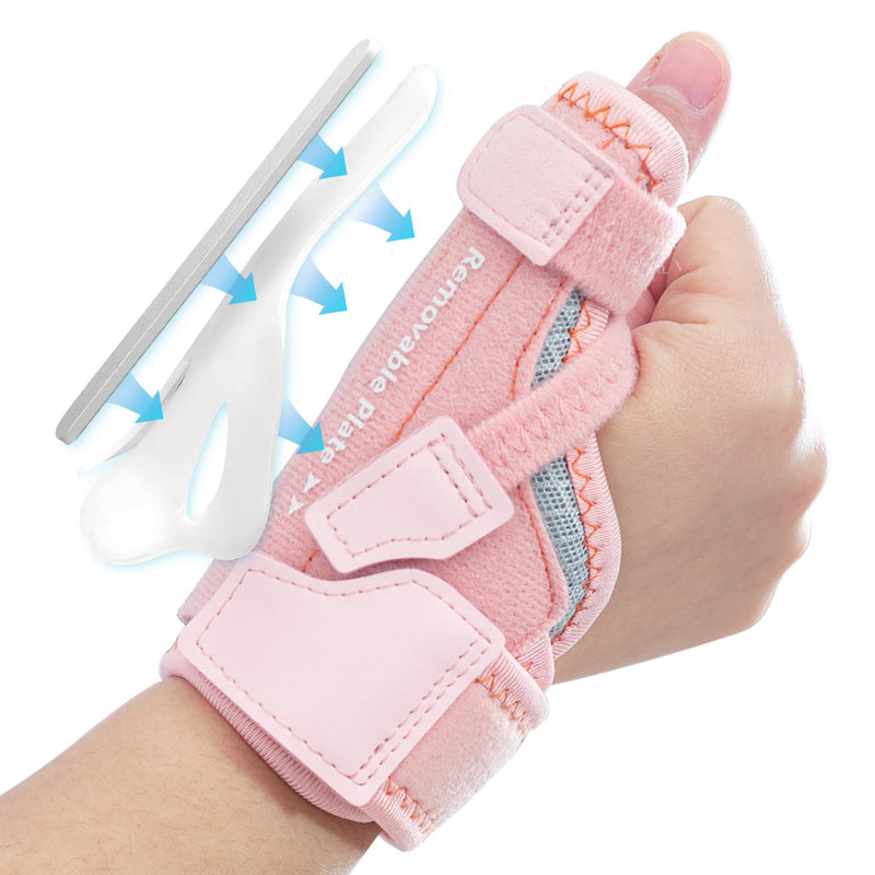 New Upgraded 2 in 1 Thumb Brace, Removable Thumb Spica Splint Left Right Hand with 3 Level Stability, Reversible Thumb Support for CMC, De Quervain’s Tendonitis, Trigger Thumb (S/M, Pink) S/M