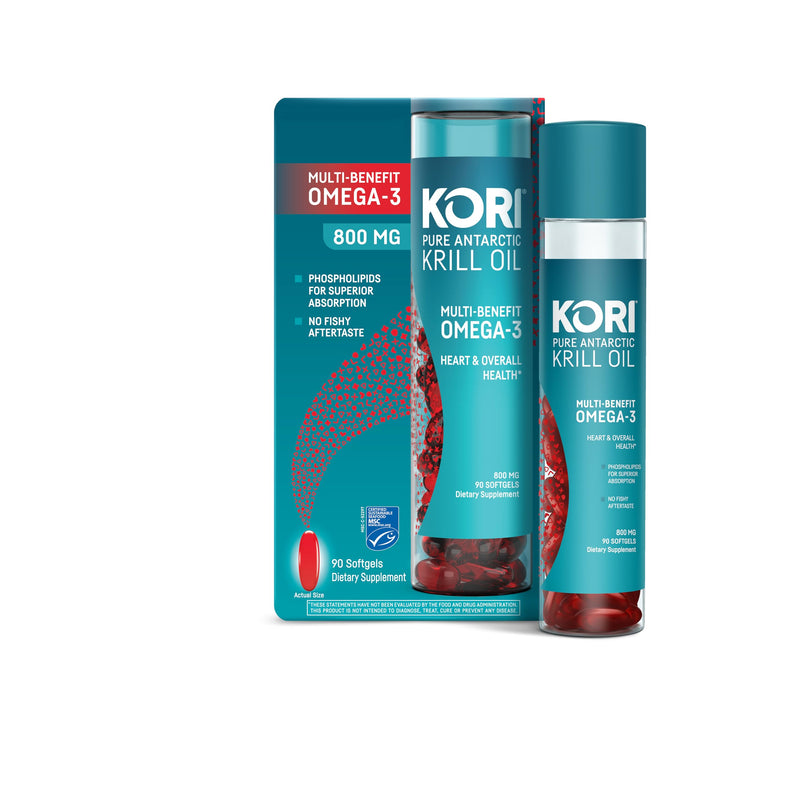 [Australia] - Kori Krill Antarctic Krill Oil Omega 3 Supplement, EPA & DHA, Krill Oil Supplements with Superior Absorption vs. Fish Oil, 800 mg, 90 softgels 