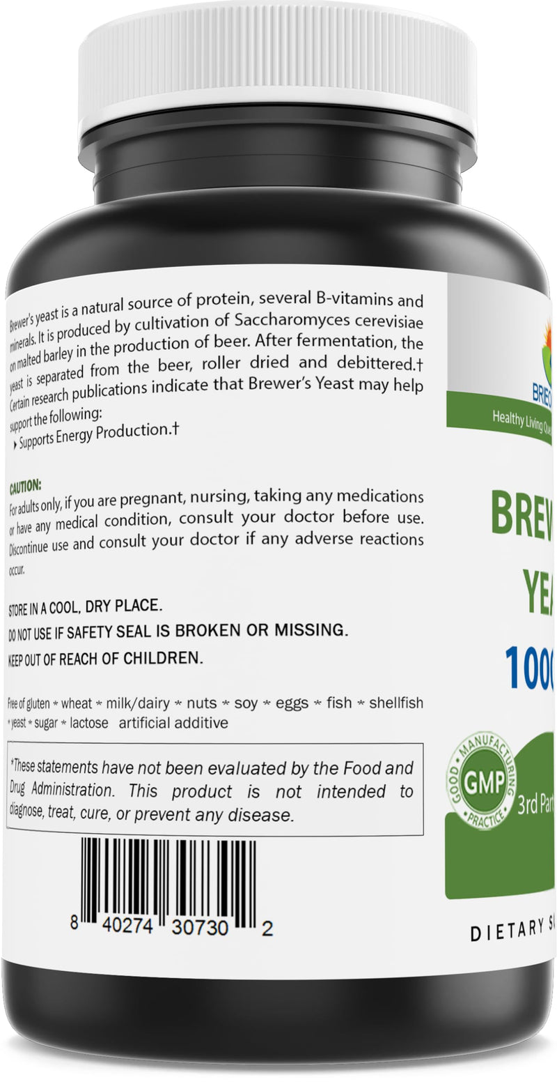 [Australia] - Brieofood Brewers Yeast 1000 mg per Serving - 240 Tablets - 3rd Party Labe Tested for Purity & Quality 