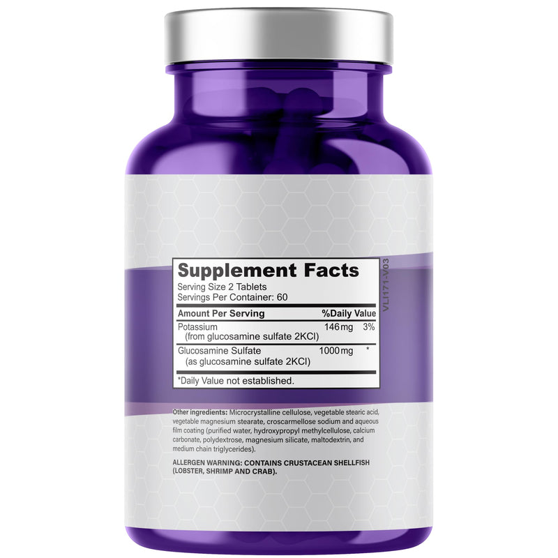 PLANT.O NUTRITION Glucosamine Sulfate with Potassium | Strong Joint Support Supplement | Supports Cartilage and Connective Tissues | Aids Knee and Bone Structure | 120 Tablets 120 Count (Pack of 1)