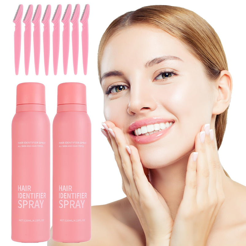 Hair Identifier Spray for Face Shaving: Dermaplane Spray and Razor Set - Identifying Fine Hair Peach Fuzz and Moisturizing Skin Before Dermaplaning 8 FL OZ