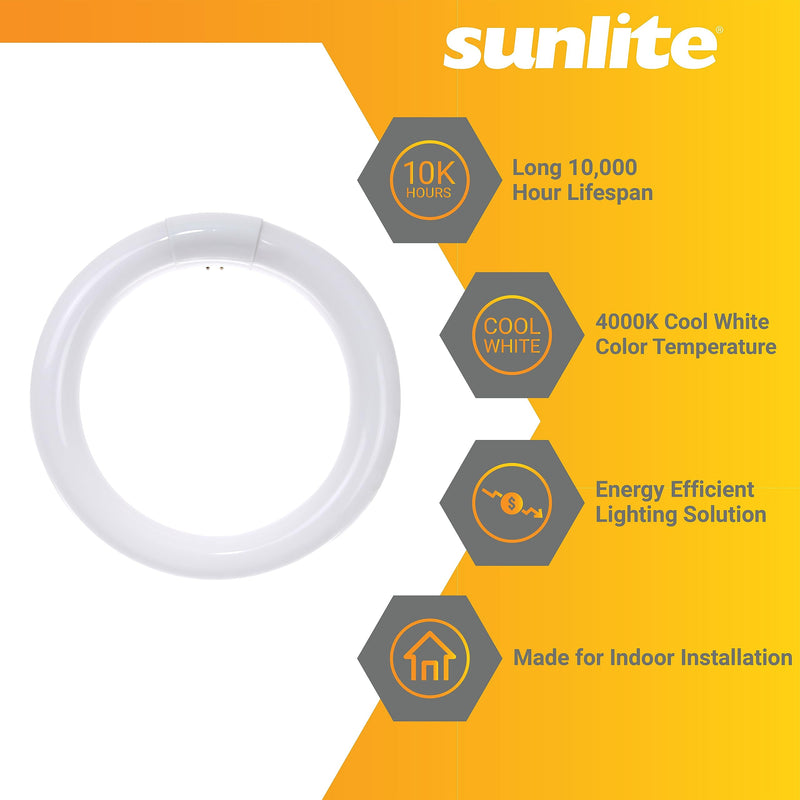 [Australia] - Sunlite 41316 FC8T9/CW 8-Inch T9 Round Fluorescent Circline Lamp, 22 Watts, 1250 Lumens, 4100K Cool White, G10Q 4-Pin Base, 1 Pack 1 Count (Pack of 1) 