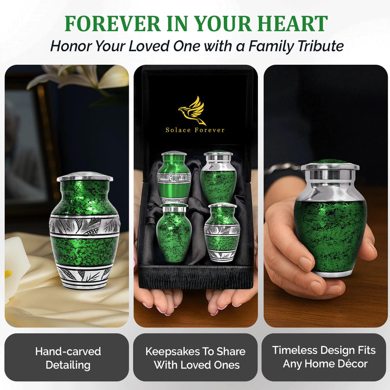 [Australia] - Graceful Small Urns for Human Ashes Keepsake ‚Äì Elegant Cremation Urn ‚Äì Tiny Urn Keepsakes for Women ‚Äì Mini Urns for Ashes for Cherished Memories (Green, Small) Set of 1 Green 
