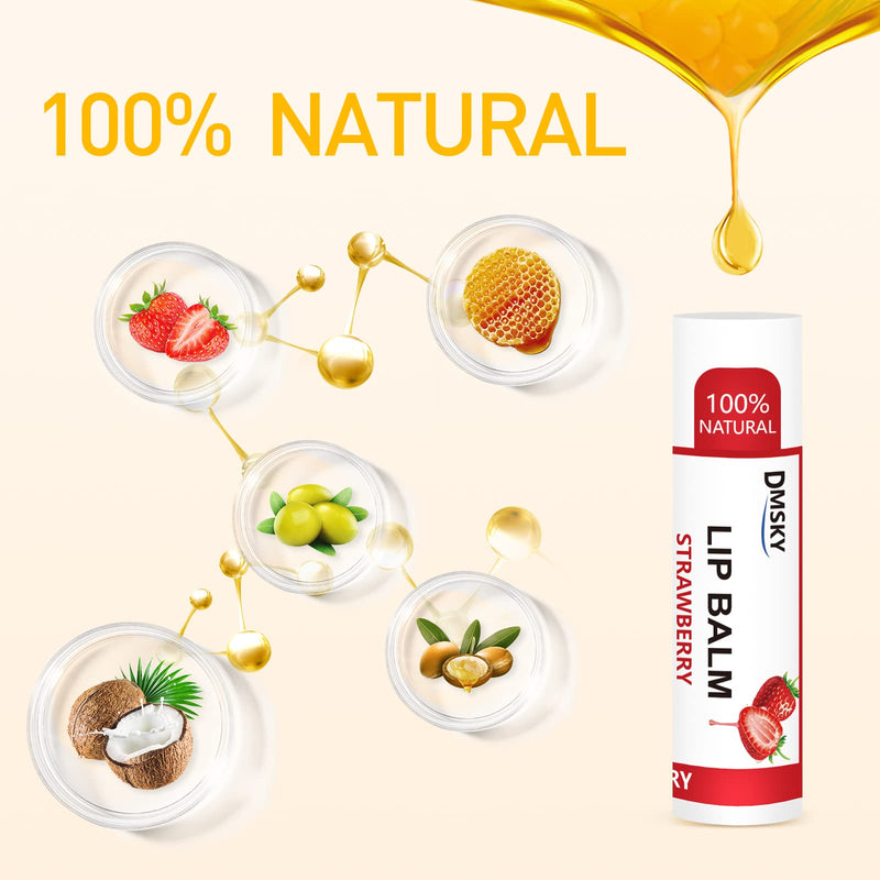 DMSKY 36 Pack Lip Balm Bulk, Natural, 12 Flavors | Hydrates with Vitamin E & Beeswax, Moisturizing Lip Care Product for Dry Chapped Lips 1 Count (Pack of 36)