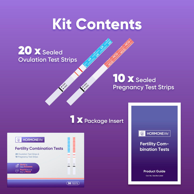 HORMONElife Ovulation Test Strips and Pregnancy Test Strips Combo Kit | Complete Fertility Tracking Kit For Cycle Monitoring, Early Detection 10hCG + 20LH