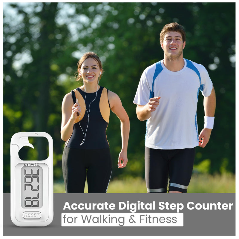 [Australia] - 3D Pedometer for Walking ‚Äì Simple Step Counter with Clip, Large Display & Reset Button ‚Äì No Bluetooth or App Needed ‚Äì Portable Step Tracker for Adults and Seniors (White) 