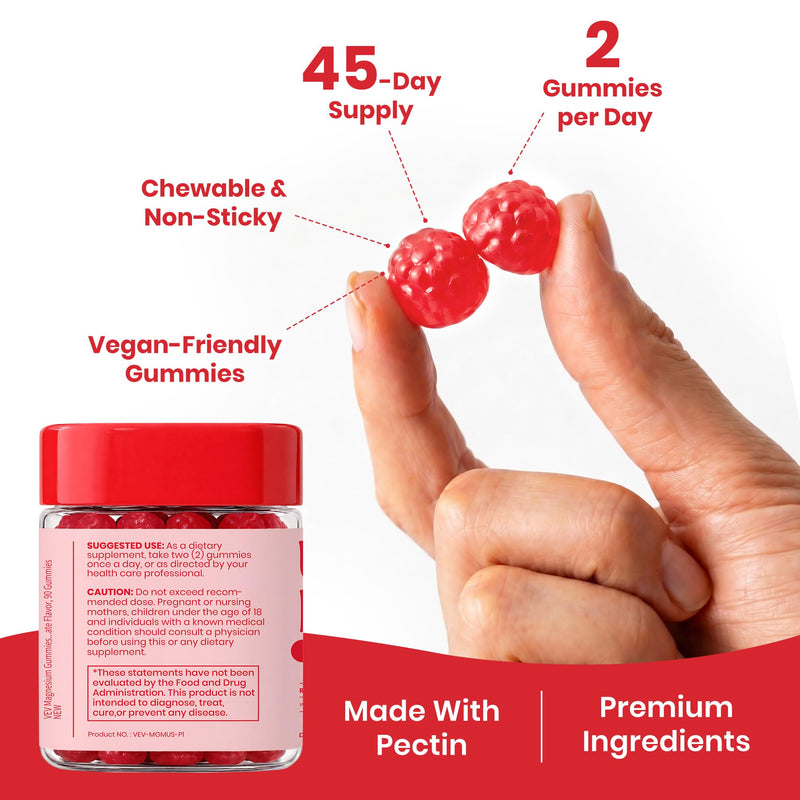 VEV UPMAGO Post-Activity Magnesium Gummies – 90 Count | Magnesium Taurate, Malate & Bisglycinate, Tart Cherry Extract, Vitamin B6