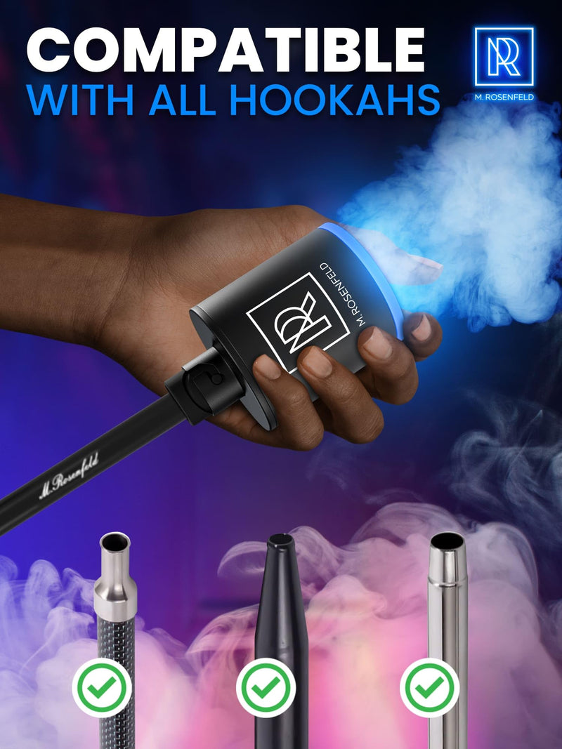 [Australia] - M. ROSENFELD Hookah Pump with 1300 mAh Rechargeable Battery - Electric Hookah Air Pump Kit with Led Light - Mini Hookah Pump Starter - Universal Shisha Hookah Starter Kit Helper - Hookah Starter Black 