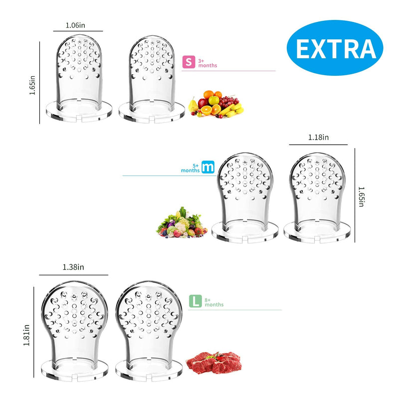 [Australia] - Food Feeder Baby Fruit Pacifier (3 Pcs) with 6 Different Sized Silicone Pacifiers 2 PCS Dispensing Spoon 90ML Spoons Clip Infant Teething Toy -Blue Blue & Green 