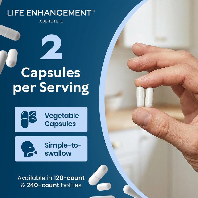 Life Enhancement High Potency 1020 mg Potassium Supplement for Muscle, Brain & Bone Health - No Additives High Absorption Elemental Potassium Supplement, Made in USA (240 Capsules – 120 Servings) 240 Capsules