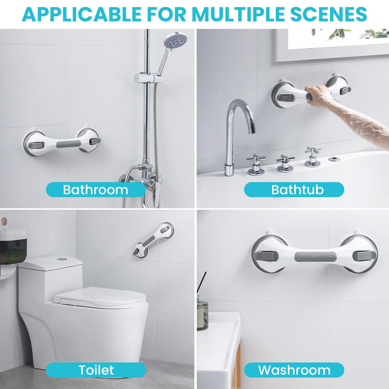 [Australia] - TAILI Shower Grab Bar, 2 Pack 12 Inch Suction Grab Bars for Bathtubs and Showers for Elderly, Shower Handle for Seniors Bathroom Safety Grip, No Drilling Removable,Grey 12.2" Gray 