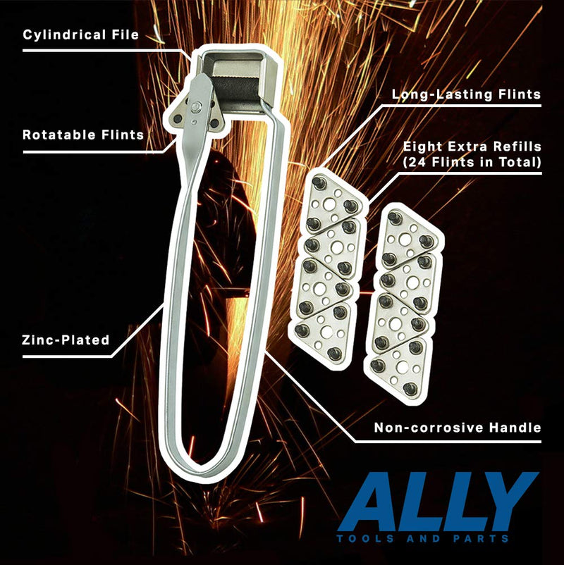 [Australia] - Ally Tools Triple Flint Striker with 9 Rotatable Triple Flints - Long Lasting Triple Flints Perfect as a Welding Striker, Flint Lighter, Torch Striker, Spark Lighter, Striker Lighter, and Striker 