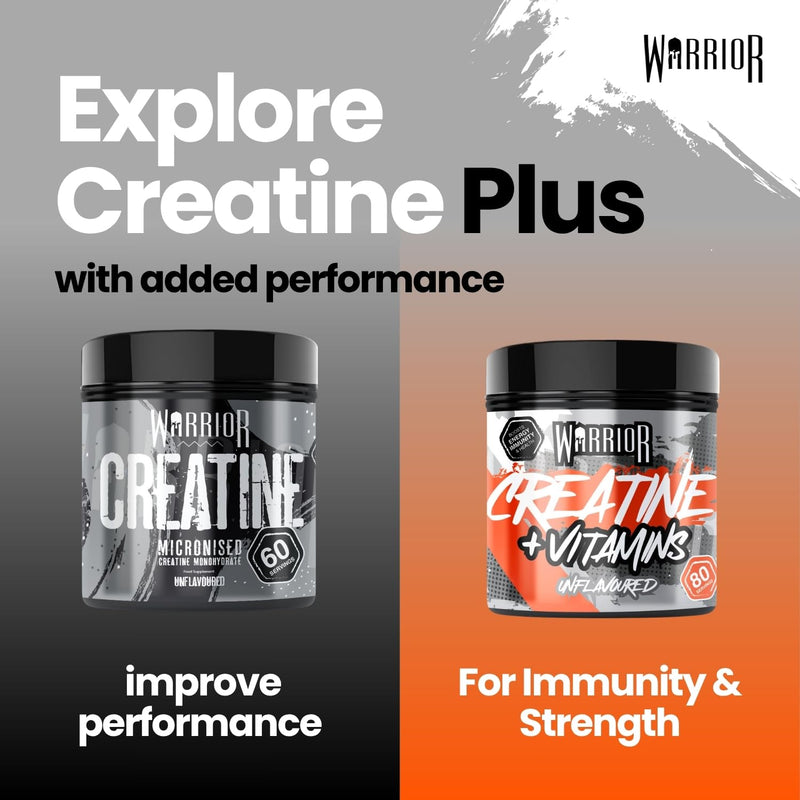 Warrior Creatine Monohydrate 360g (80 Servings) – Creatine Powder + Multivitamin with Magnesium & Vitamin D – All-in-One Gym & Sports Performance Formula for Strength, Muscle & Energy – Unflavoured