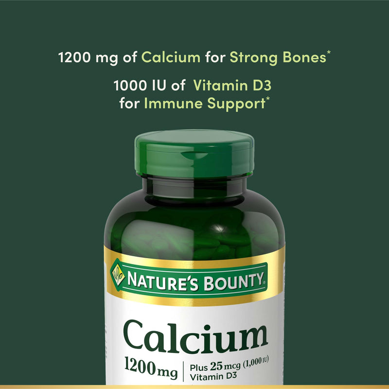 Nature's Bounty Calcium 1200mg with Vitamin D3, 220 Softgels | Bone Health & Immune Support, Vitamin D3 1000 IU 220 Count (Pack of 1)