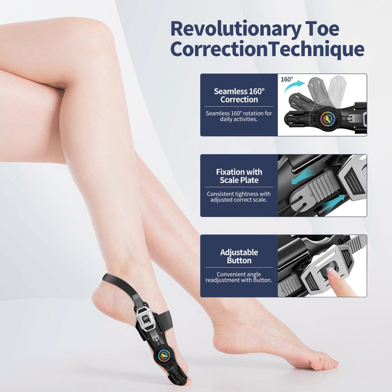 [Australia] - Bunion Corrector for Women & Men Big Toe, Black Adjustable Orthopedic Bunions Correction with Non Slip Toe Straighteners, Bunion Splint Suitable for Day/Night Feet Bunion Relief (2PCS) 