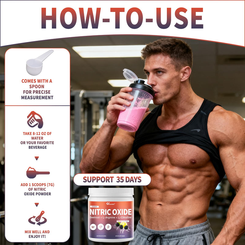 [Australia] - Nitric Oxide Supplement - Beet Root Powder with L-Citrulline & L-Arginine, Nitric Oxide Supplements for Men Women with Beetroot, Supports Energy, Heart Health, BlackBerry Lemon Flavor, 35-Day Supply 8.82 Ounce (Pack of 1) 