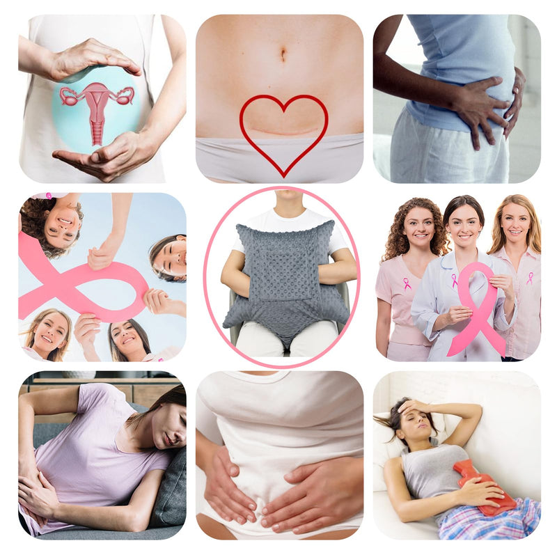 [Australia] - Star Shaped Hysterectomy Pillow with 2 Pockets for Abdominal Surgery Hysterectomy Recovery Must Haves Products Gifts Tummy Pillow with Hands Placement Pouch Minky Dot Dark Gray Star Lounger - Minky Dark Gray 