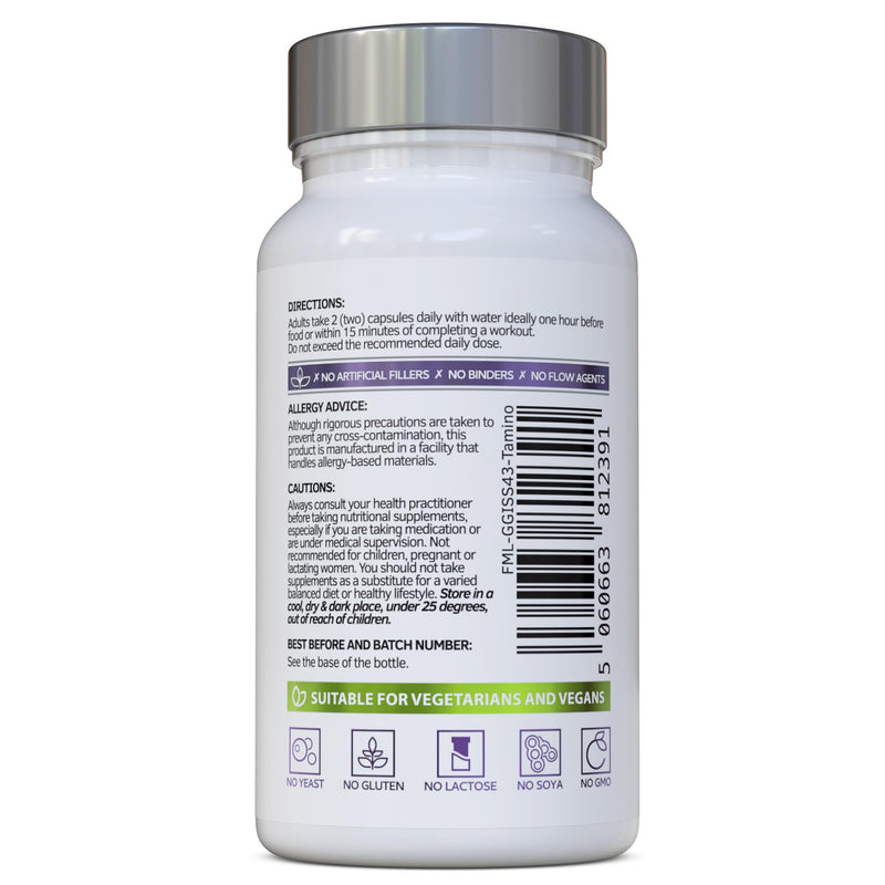 Total Amino Boost - Full Spectrum - All 20 Amino Acids Including All BCAAs -120 Vegan Capsules with Free Form pre-digested Amino Acids with Advanced Coenzyme Support. No Additives - UK Made