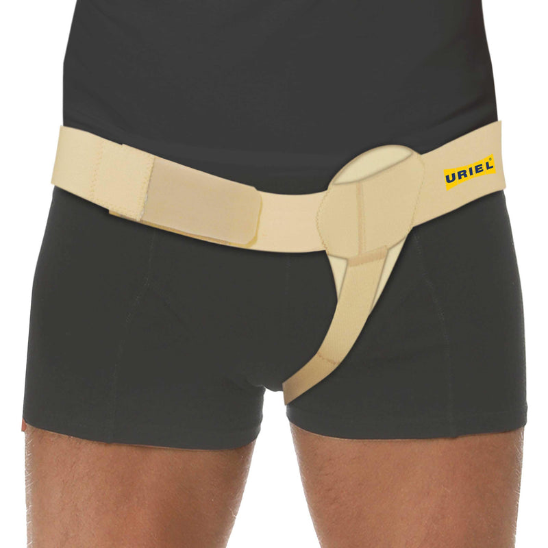URIEL Hernia Belts for Men I Fits Left Side I Inguinal Hernia Belt for Men I Hernia Support I Pre & Post Surgery Hernia Truss I Adjustable Waist Strap with Compression Pad I Cream, XL Size