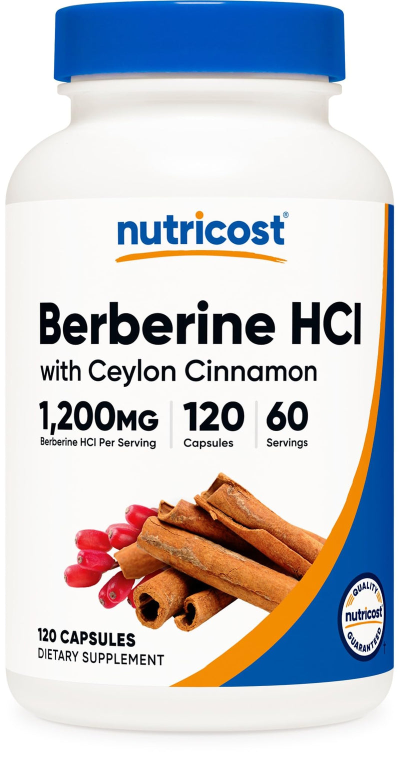 [Australia] - Nutricost Berberine HCl with Ceylon Cinnamon Capsules (120 Capsules, 60 Servings) - Non-GMO, Animal-Free Product 