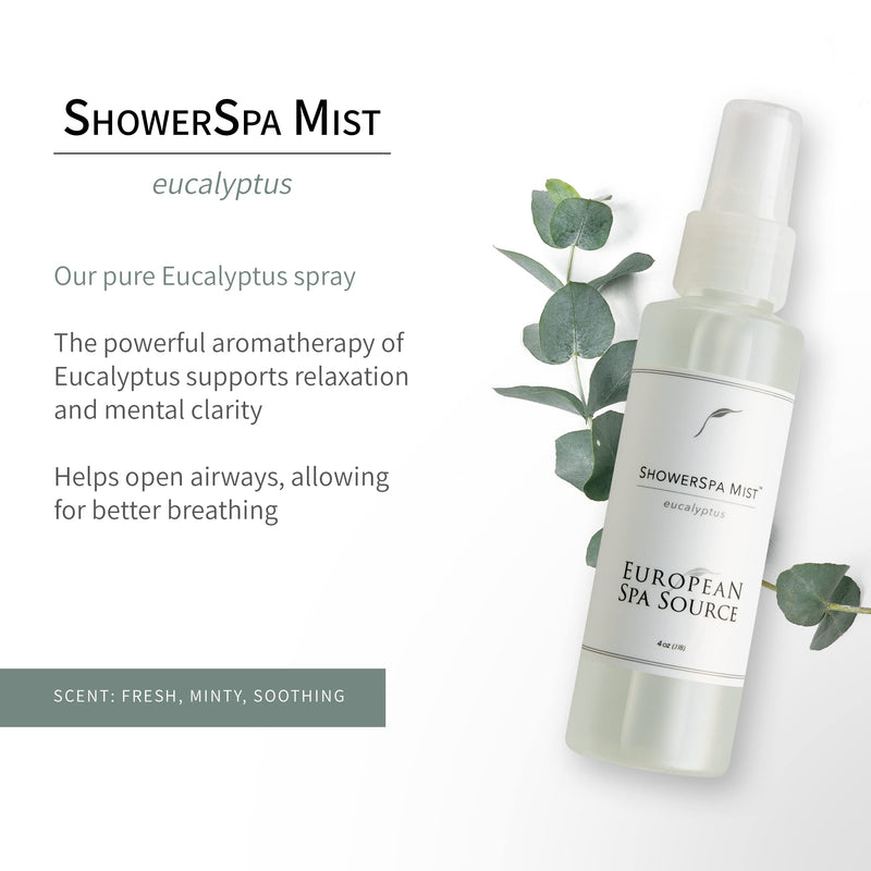 Eucalyptus ShowerSpa Mist Spray for Aromatherapy, At Home Spa Experience, Sinus Congestion Relief, and Tension Relief, 4 fl oz.