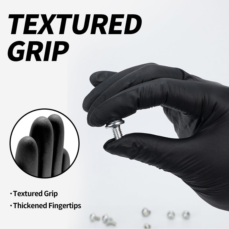 [Australia] - Basic Vinyl Exam Gloves, 4 Mil Powder-Free Latex-Free Food Grade Cleaning Disposable Medical Glove, Black 100Pcs Black (Medium 100) 