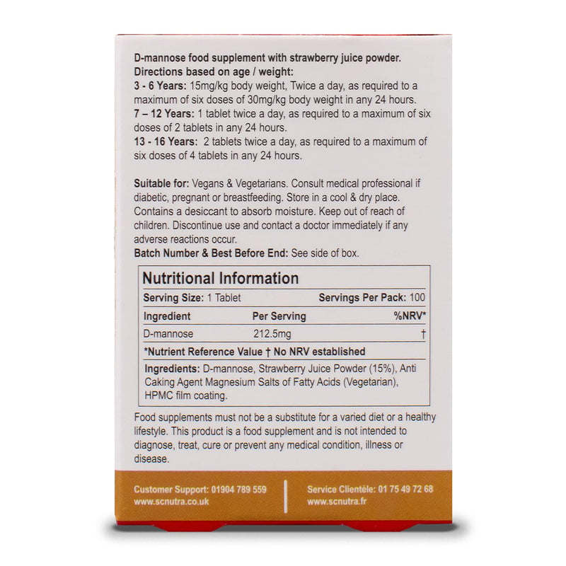 Waterfall D-Mannose for Children Birch D-Mannose & Natural Strawberry Juice for Boys & Girls 3 Years + | 250mg Melts - Melt in the Mouth Tablets – 100 Count