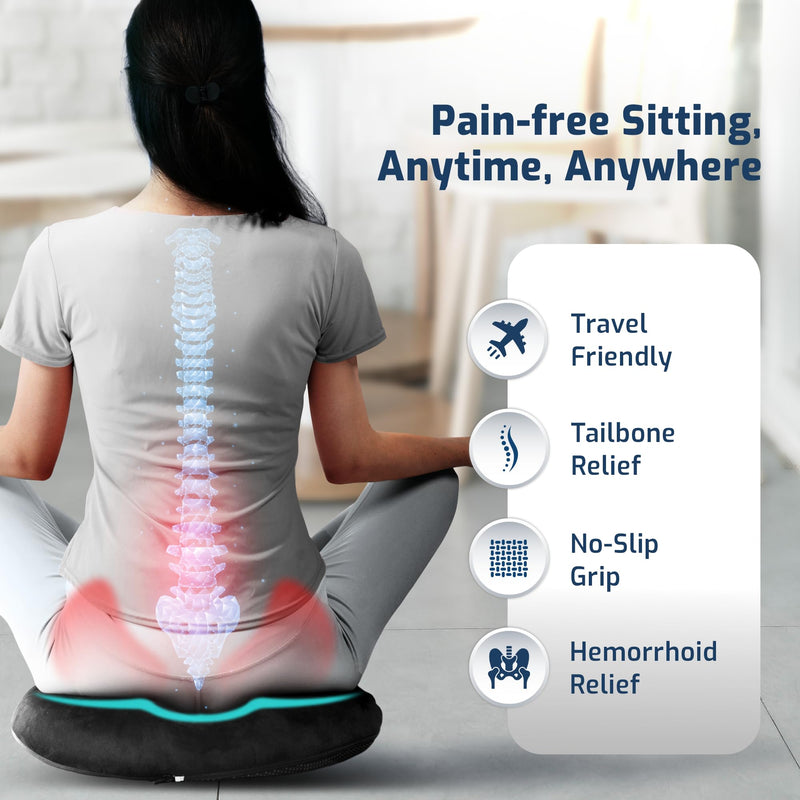 [Australia] - Donut Pillow for Tailbone Pain Relief with Non-Slip Washable Cover - Coccyx & Hemorrhoid Pillow, Doughnut Seat Butt Pillow for Sitting Pressure Relief, Bed Sore Cushions, Butt Cushion for Postpartum Full Support 