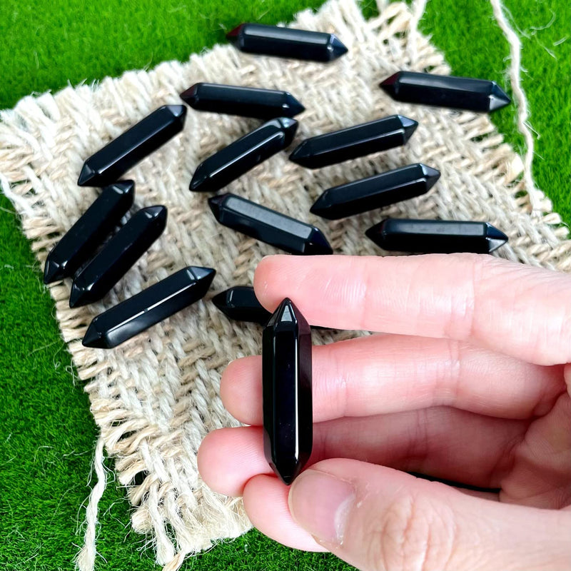 [Australia] - ZHIYUXI Obsidian Crystal Gemstones Points Healing Crystals Black Obsidian Crystal Wand Obsidian Stone Black Stones Tumbled Polished Energy Reiki Stones Meditation Yoga Decor Gifts 10 Pcs E # Obsidian 