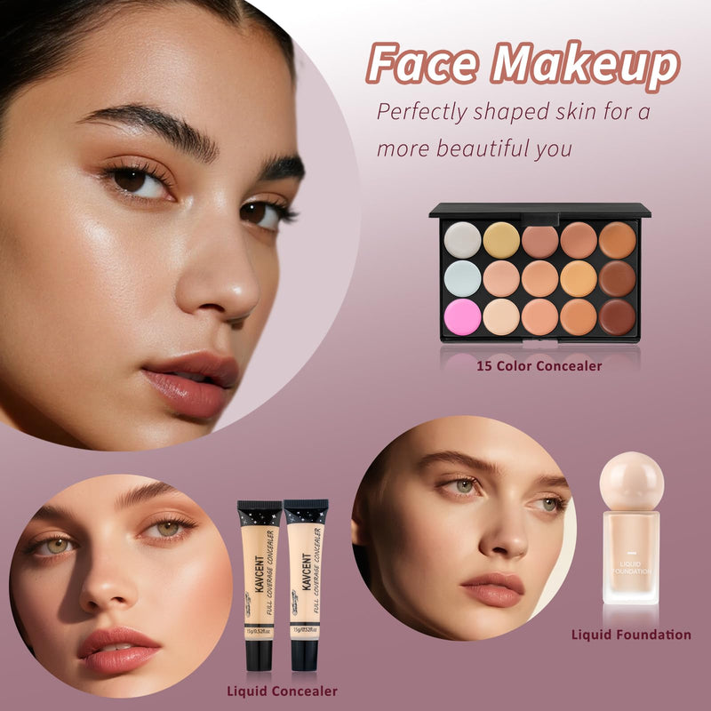 [Australia] - Makeup Set for Teens Makeup Kit for Teens Women full Kit Makeup Kits for Teenagers Makeup Gift Set for Teen Girls Women Christmas KAVCENT Medium Makeup Set 