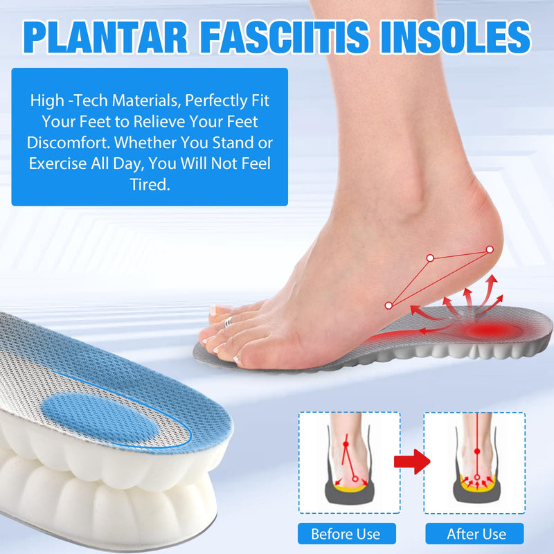 [Australia] - 4D Insoles - 4D Cloud Technology Insole - Super Soft, Ultra Comfort Insoles, 4D Sports Shoes Insoles, Acupoint Massage Insole for Foot & Joint Support (11-12, Black) 11-12 