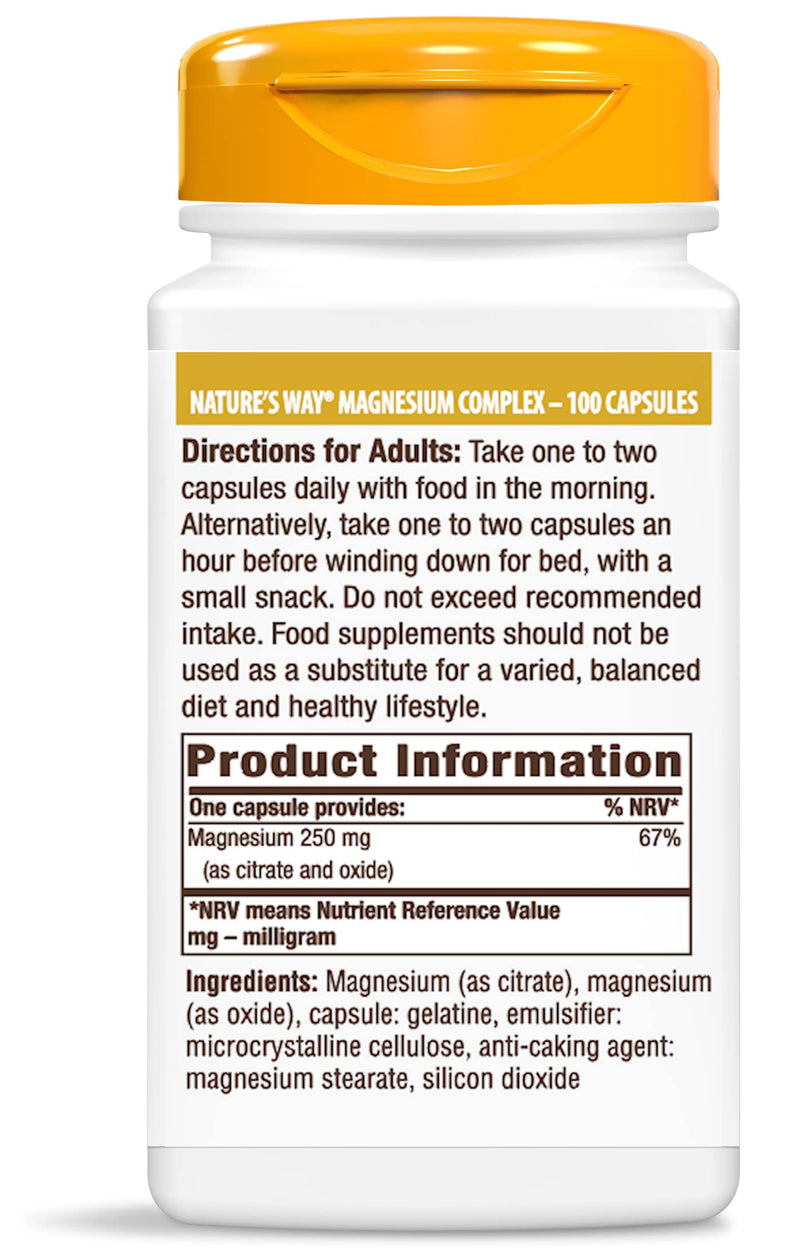Nature's Way Magnesium Complex, 250mg, 100 Capsules