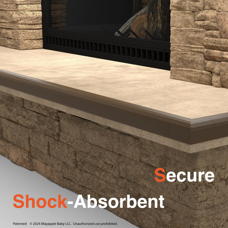 [Australia] - Roving Cove PreFit (Broad) Fireplace Edge Corner Protector (Extra Wide 9ft Edge 2 Corners), Baby Proofing Bumper Guards, Coffee Brown, Pre-Taped, for Straight Surfaces - New & Improved Broad 9ft Edge 2 Corners 