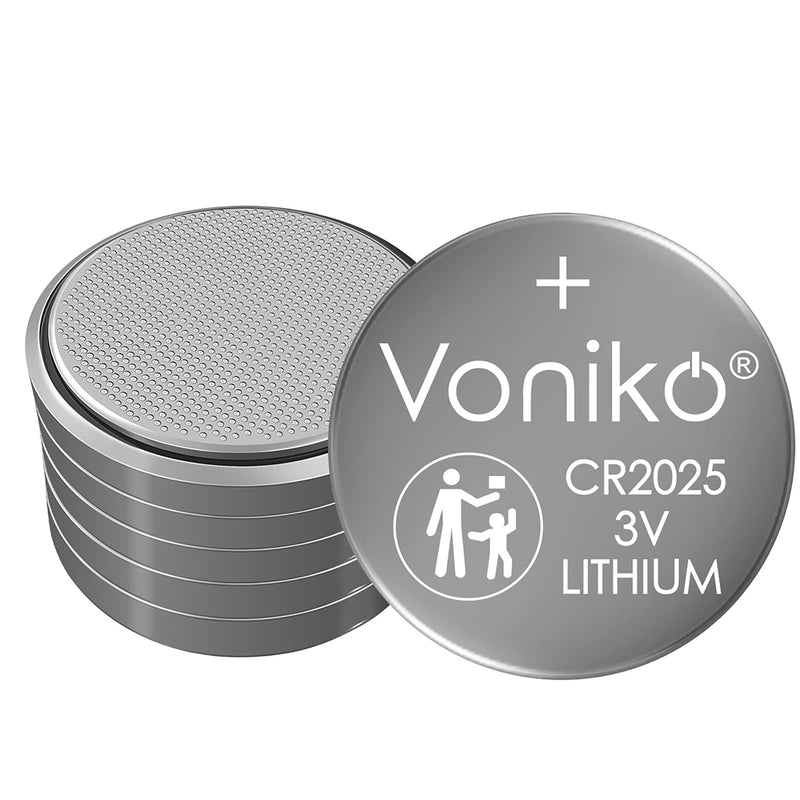 [Australia] - Voniko 3 Volt CR2025 Battery 6 Pack – CR 2025 Button Cell Battery – 2025 Lithium Coin Batteries, 7 Years Shelf Life 6 Count (Pack of 1) 