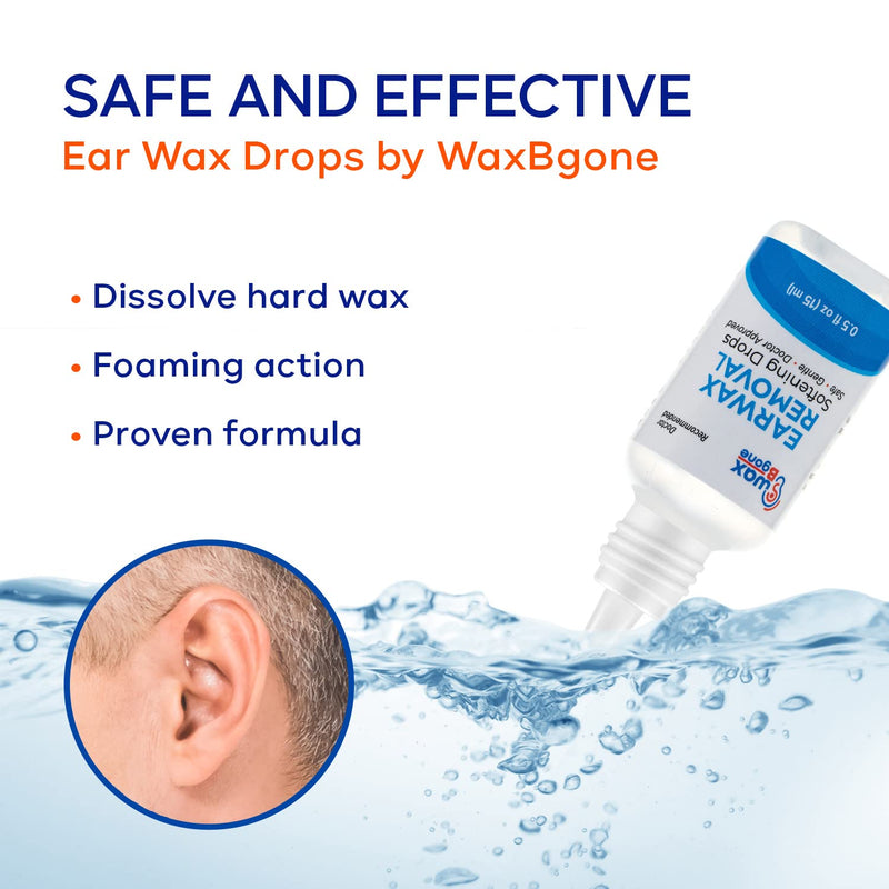 [Australia] - WaxBgone Ear Wax Removal Drops - Dissolves Ear Wax with Gentle Foaming Action - Safe and Effective Wax Softening Ear Drops - Aids Irrigation of Clogged Ears for Adults and Kids - 0.5 Fl. Oz.Bottle 