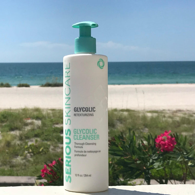 Serious Skincare Glycolic Cleanser - Skin Exfoliating Face Wash - 10% Glycolic Acid - Deep Pore Purifying - Removes Makeup, Oil, Blackheads and Impurities - Shave Prep - Anti-Aging 12 Fl. Oz. 12 Fl Oz (Pack of 1)
