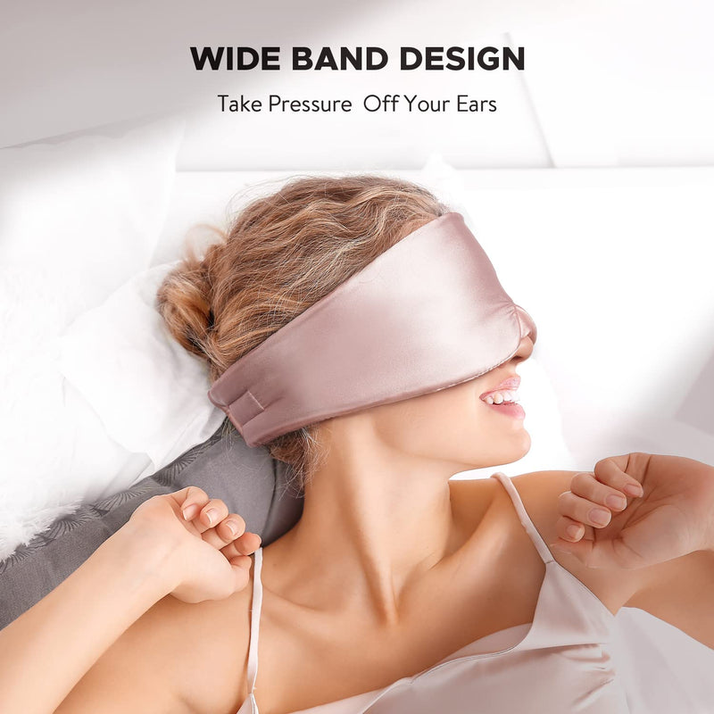 [Australia] - LitBear Silk Sleep Mask for Side Sleeper, Eye Mask Sleeping for Women Men 100% 22 Momme Pure Mulberry Silk, Face-Hugging Padded Eye Cover for Sleeping with Adjustable Band (Pink) Pink 