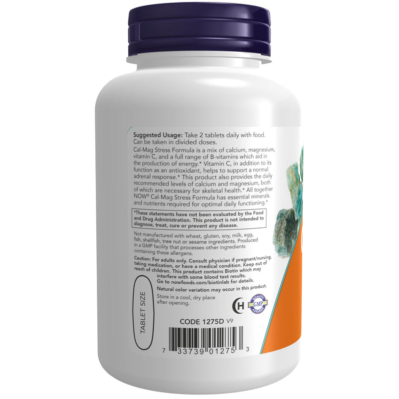 NOW Supplements, Cal-Mag Stress Formula* with B-Complex and Vitamin C, 100 Tablets