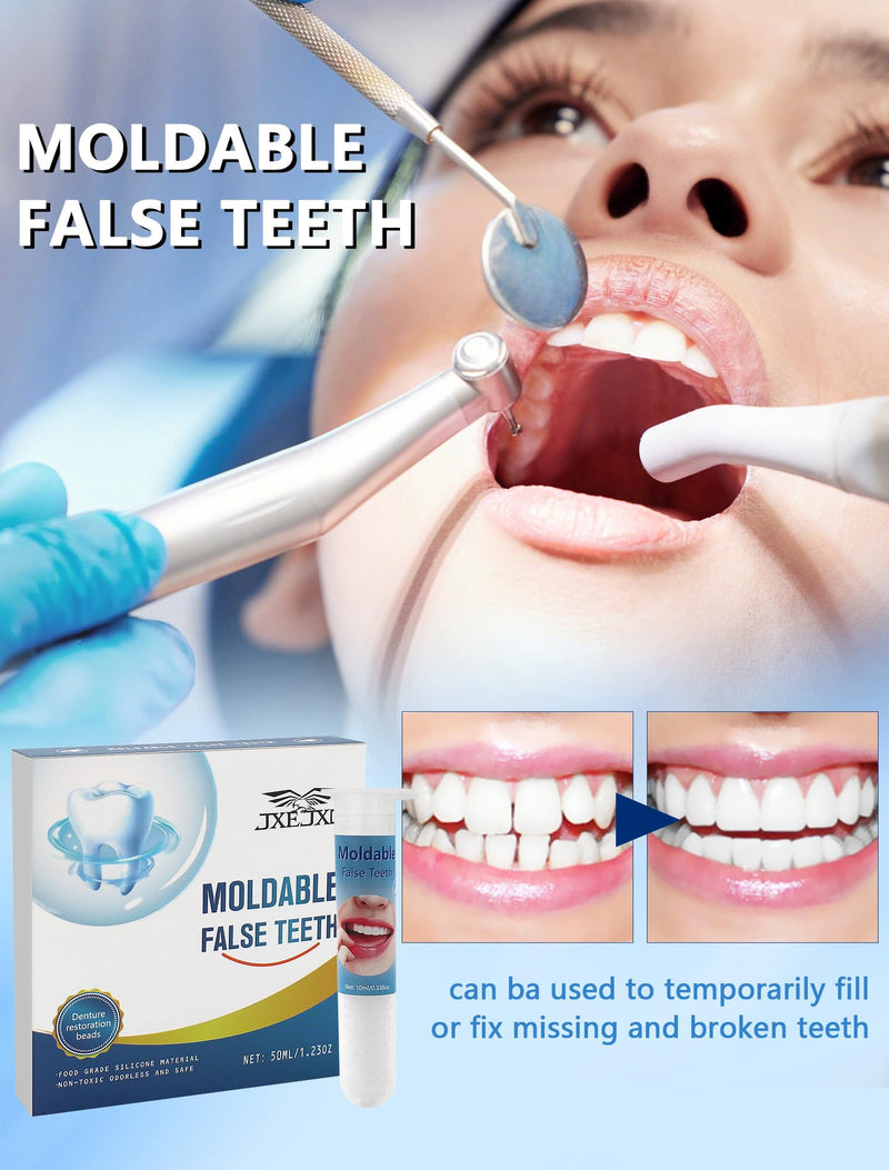 [Australia] - JXE JXO Tooth Repair Kit, Moldable False Teeth, DIY tooth thermoplastic beads for Temporary Replacing Missing & Broken Teeth, Regain Your Confidently Smile 50ML 